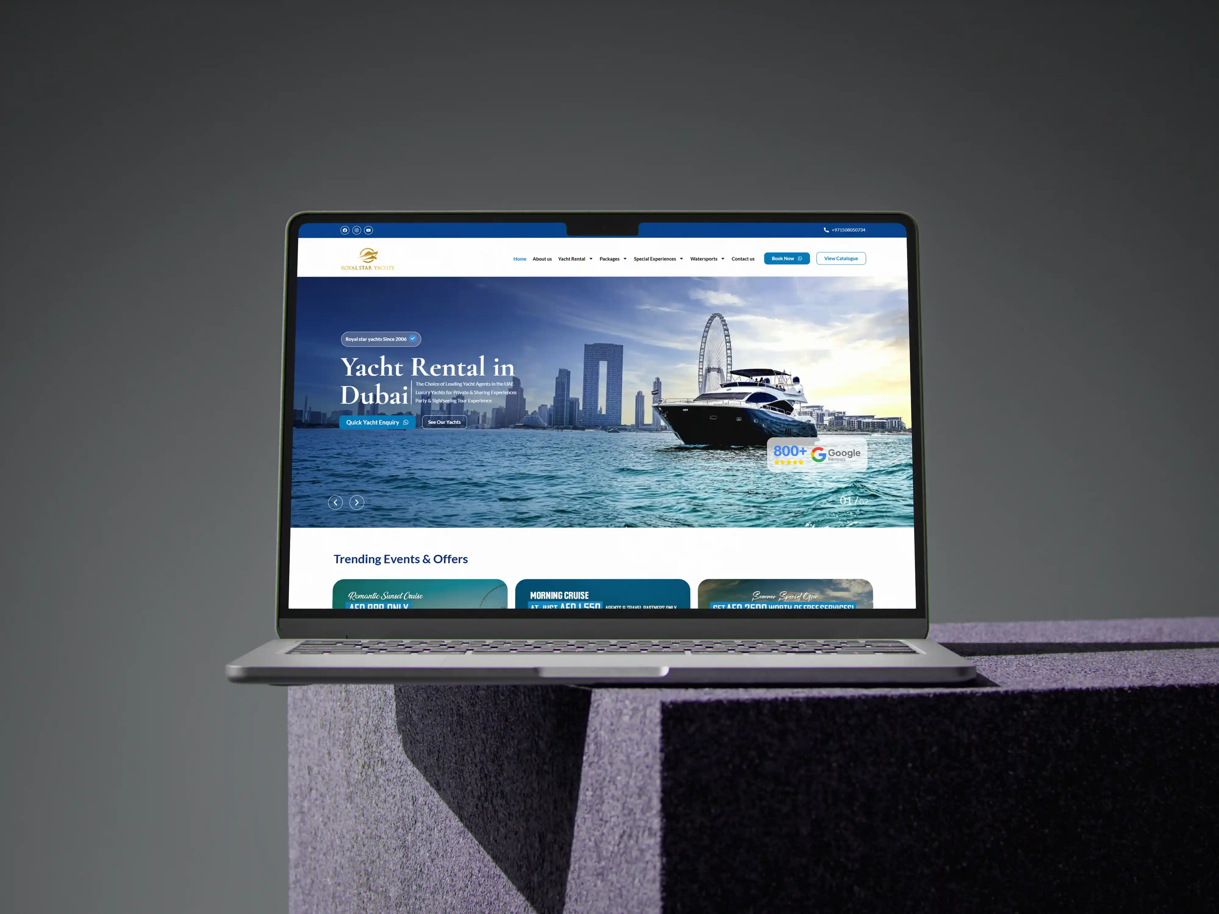 Royal Star Yachts website mockup